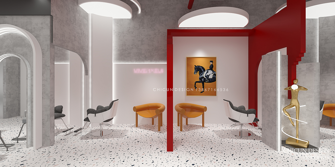 【尺寸设计】俏皮的发廊空间(像美术馆一样自由打卡)