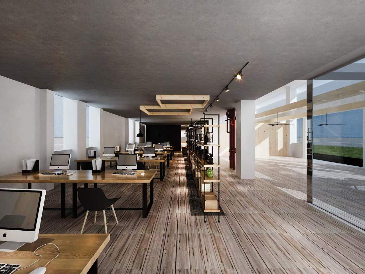 湖边工业风办公空间