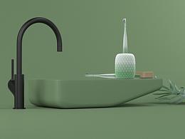 菠萝牙刷渲染作品