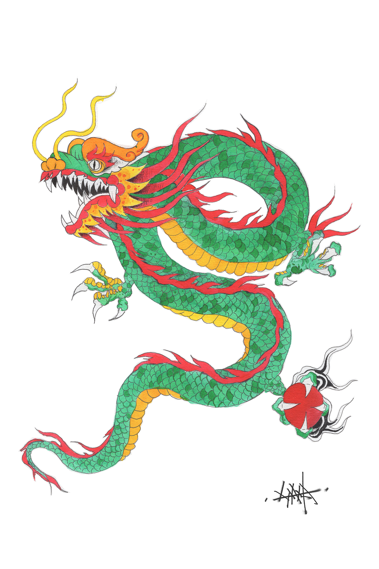 插画 中国龙（图ZMTA1ODI0Mzgw） - 艺术插画 - 站酷设计师555STUDIO原创素材 - 站酷ZCOOL