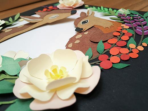纸刻作品《舐犊情深》
