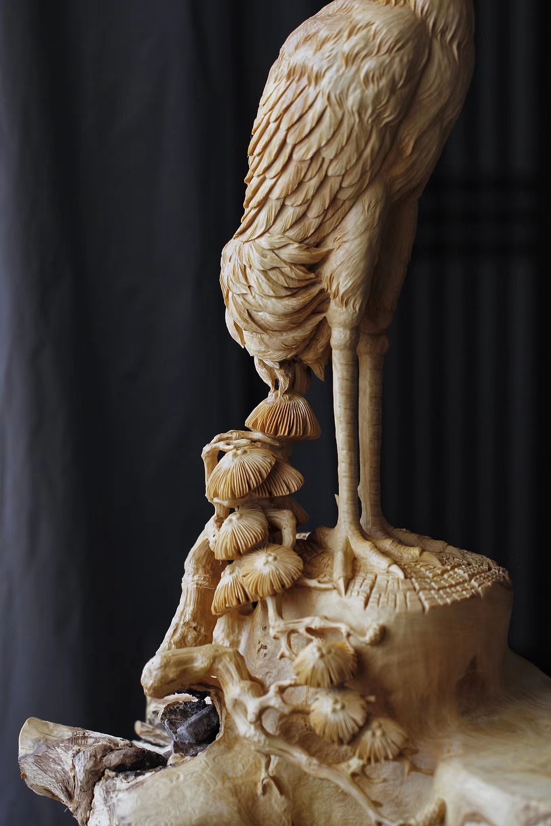 松鹤延年 黄杨木手工雕刻