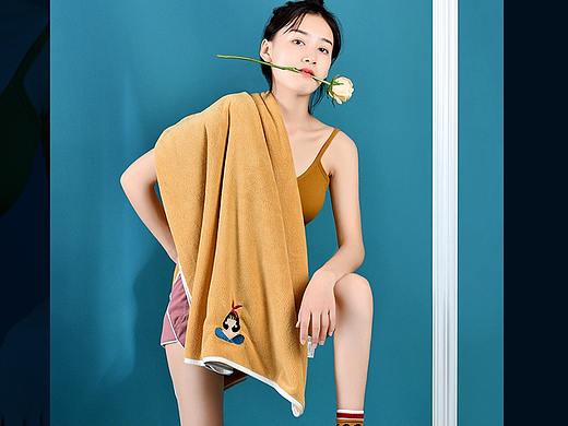 呆萌刺绣浴巾详情