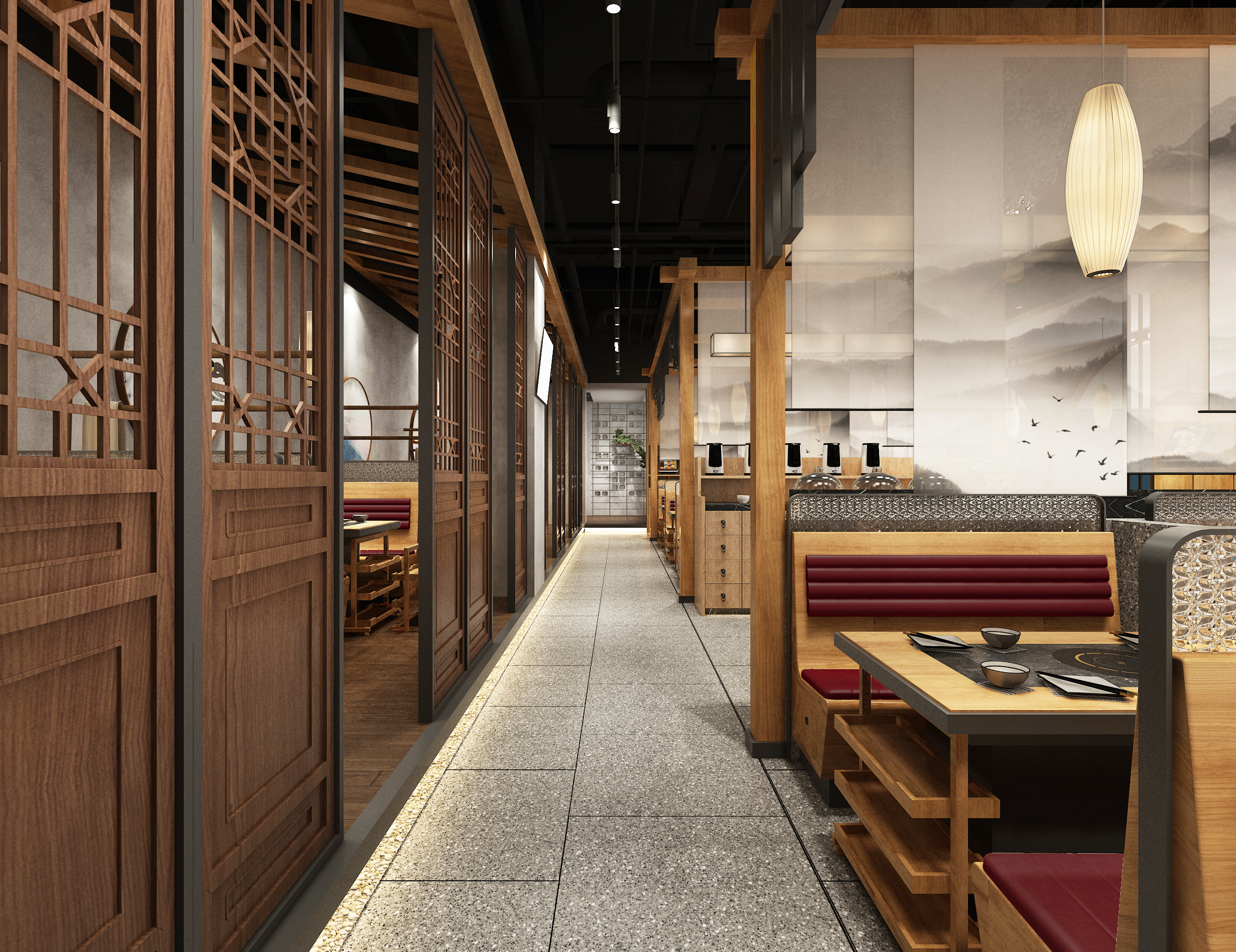 新中式风格餐饮店装修效果图