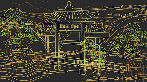 2021上半年国潮烫金建筑插画作品总结（图ZMjU5NjAyMzEy） - 新锐潮流插画 - 站酷设计师予心绘原创素材 - 站酷ZCOOL