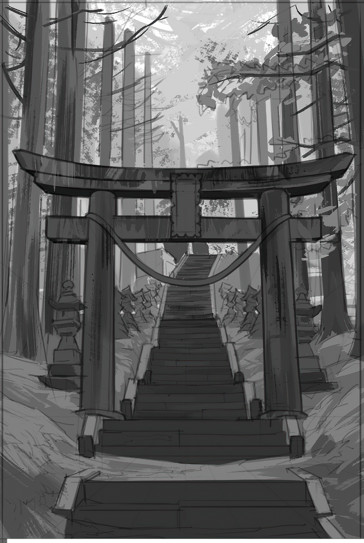 风景照手绘临摹 | 日本鸟居