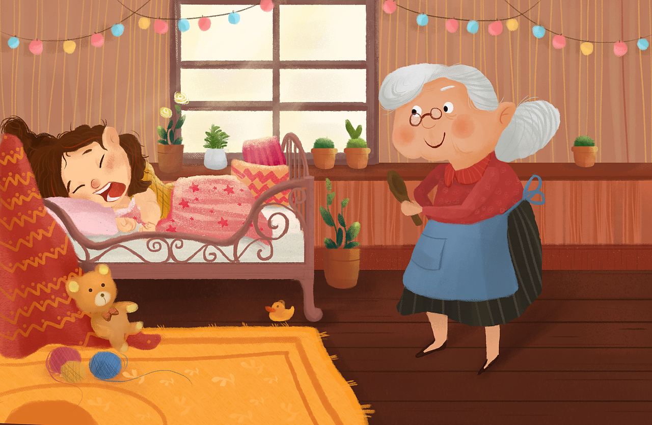 贪睡的小孩儿童插画