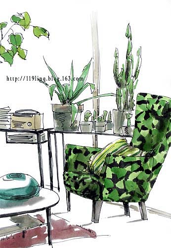家居水彩插画(一)