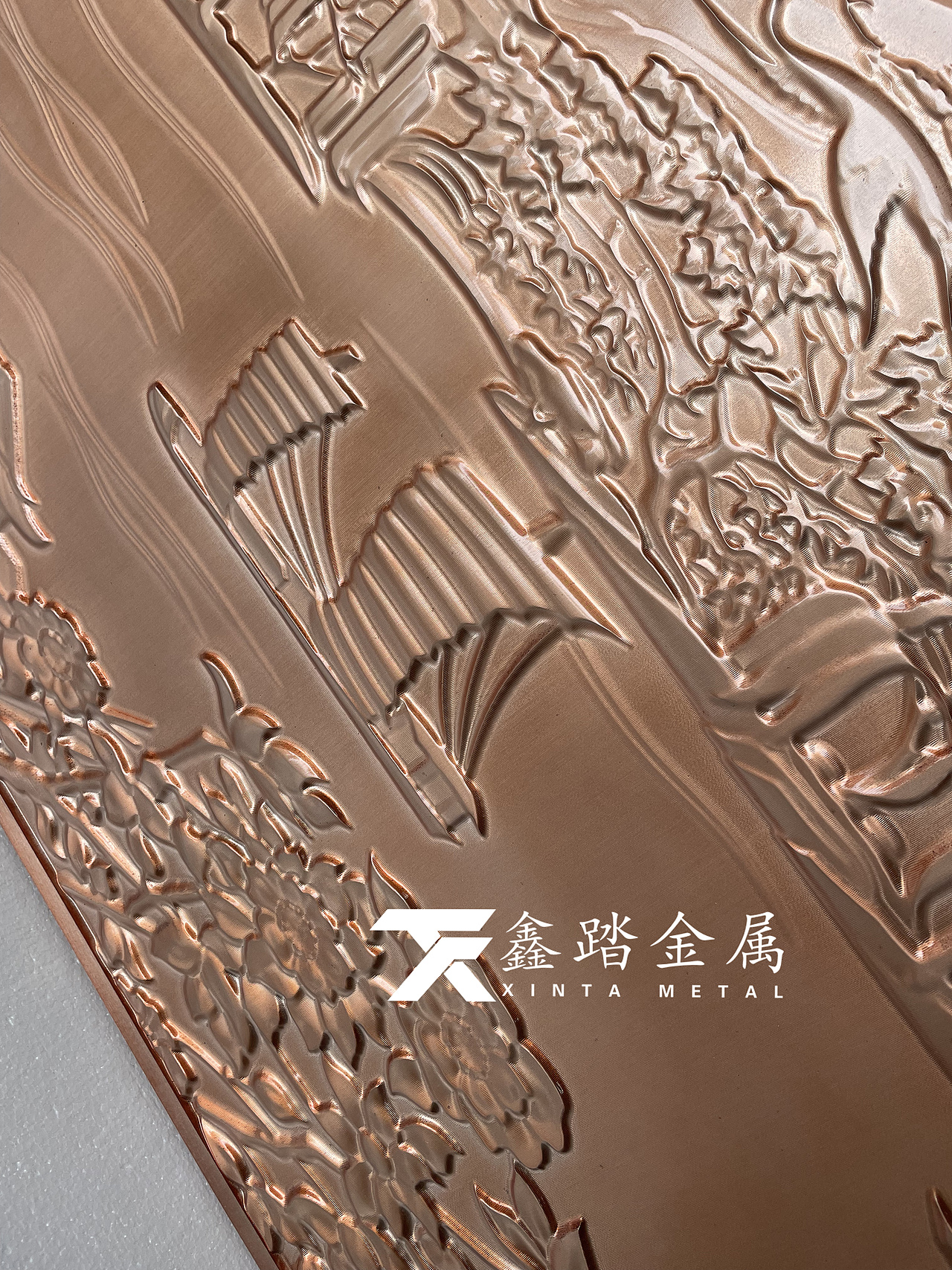 10mm铝板单面浮雕迎客松山水壁画效果栩栩如生