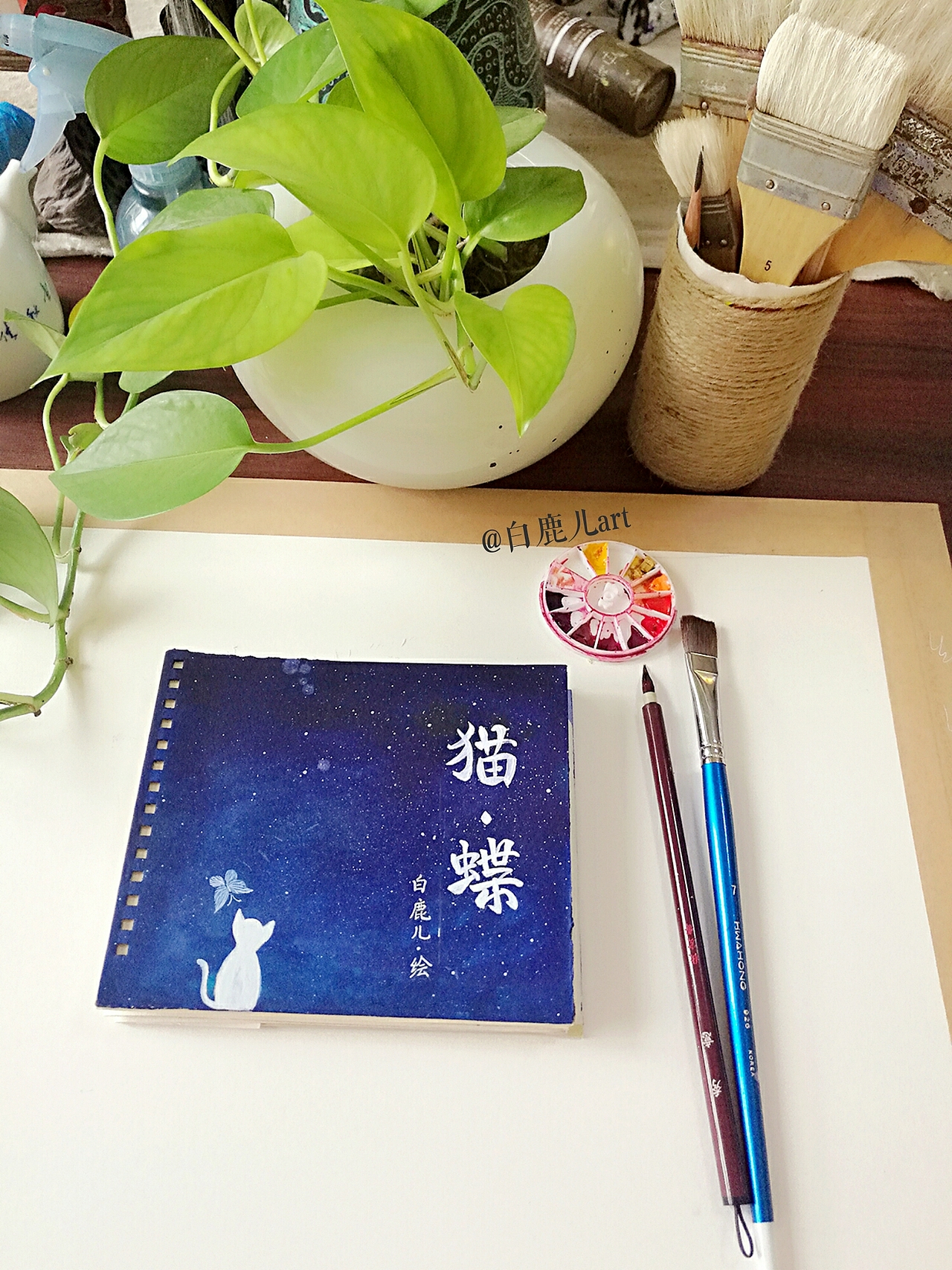 微绘本《猫-蝶》制作教程，（制作绘画均为原创）（图ZNjA5Nzk1ODg=） - 商业插画 - 站酷设计师白鹿儿art原创素材 - 站酷ZCOOL