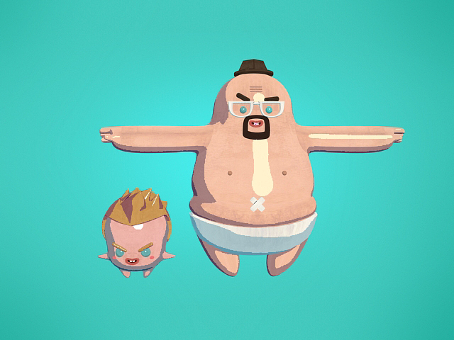 最开始的角色设定。后来因为时间的原因，“小粉”角色没有出场