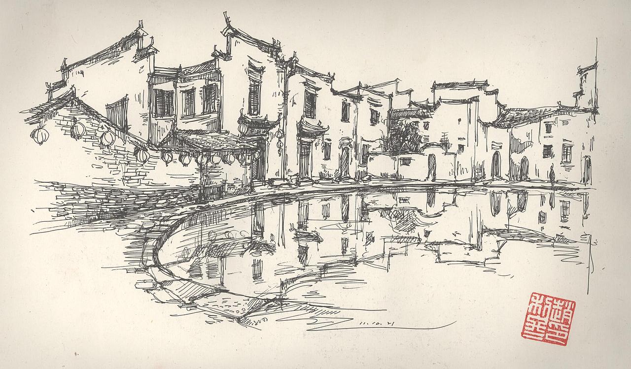 安徽徽州的速写写生11年10月份