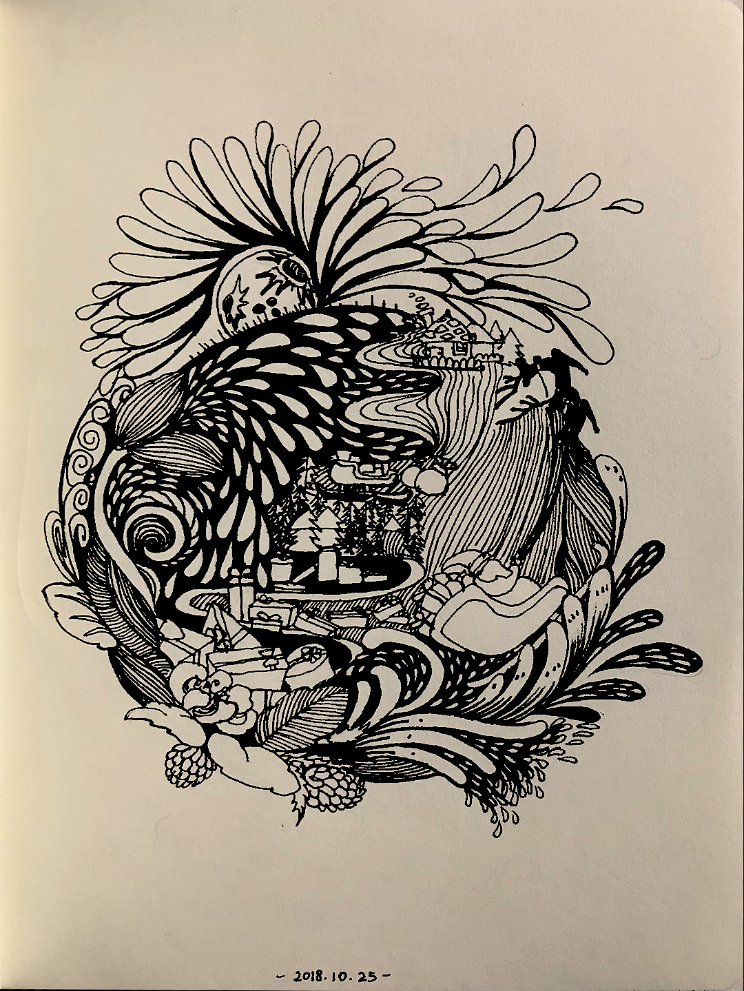 装饰画 插画 手绘 黑白