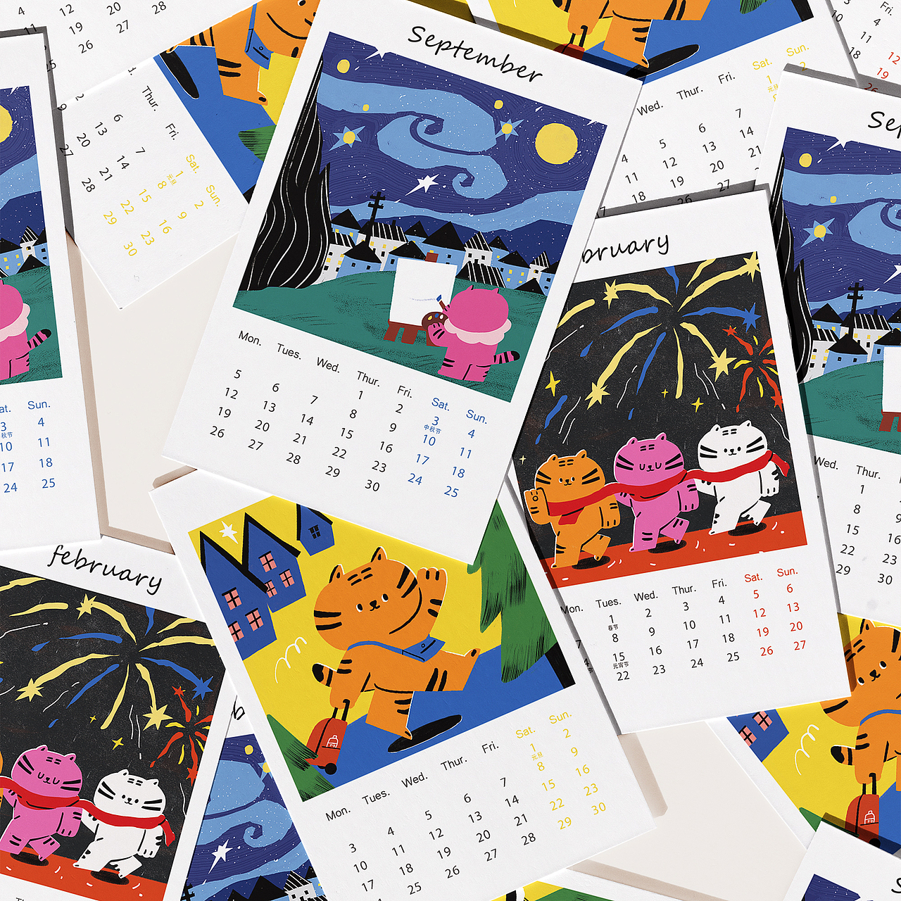 2022日历插画（图ZMjk0NjU0MjY0） - 商业插画 - 站酷设计师FFFBIRD原创素材 - 站酷ZCOOL