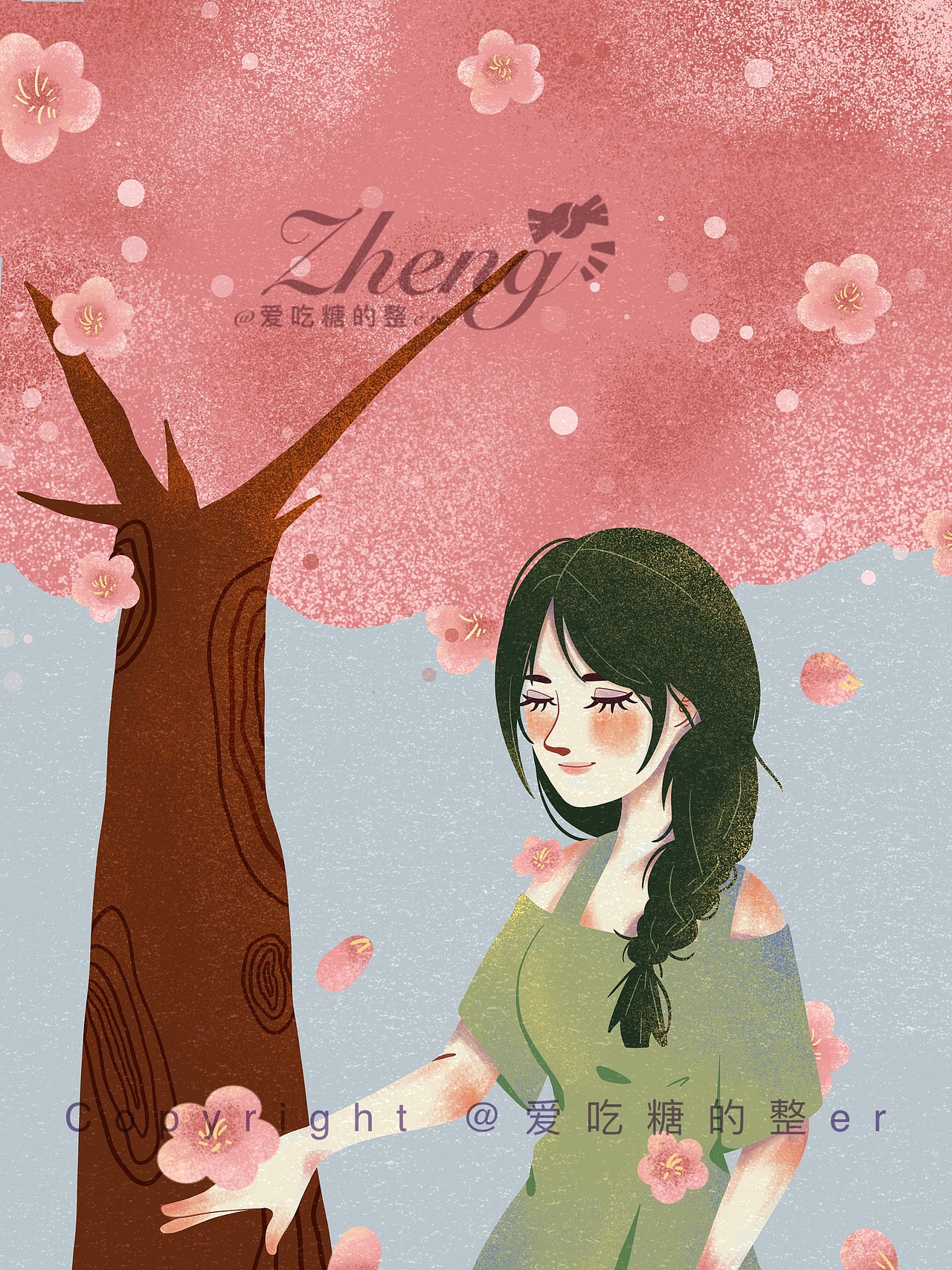 三月花季少女系列插画