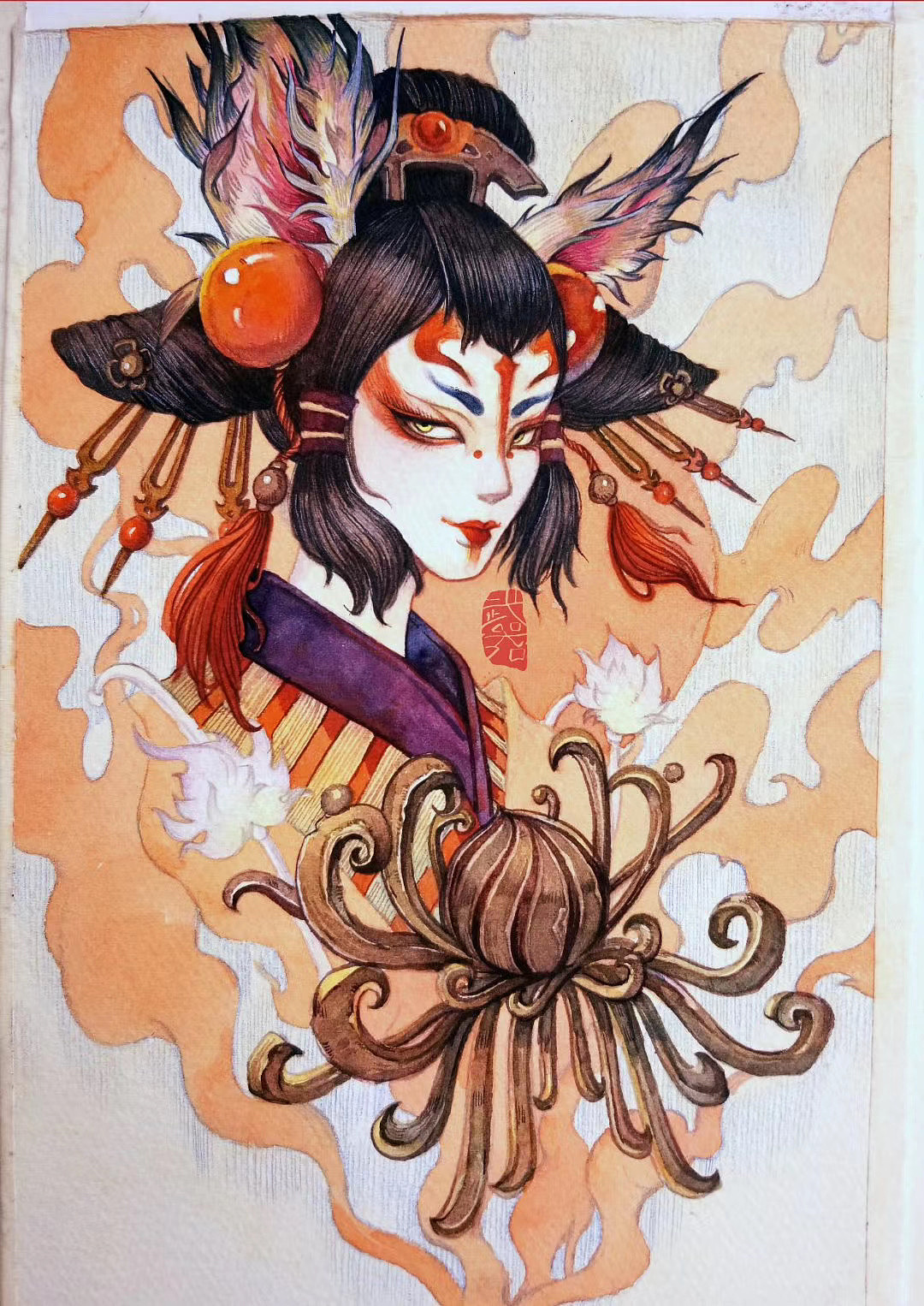 手绘插画,浮世绘风格
