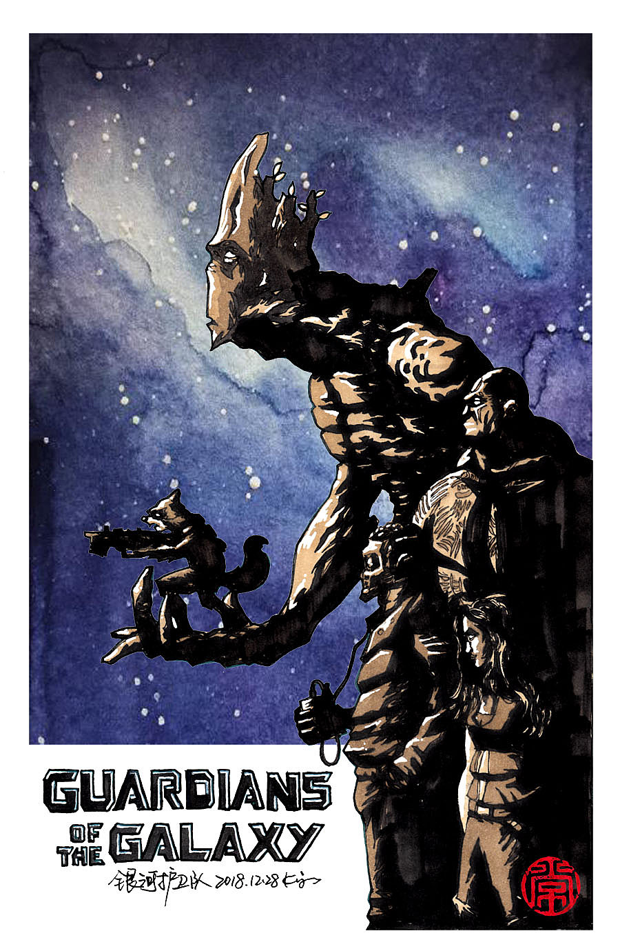 《银河护卫队》手绘海报步骤