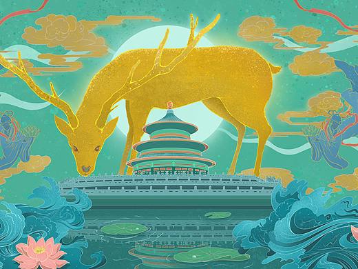 桔鹿·插画·国风