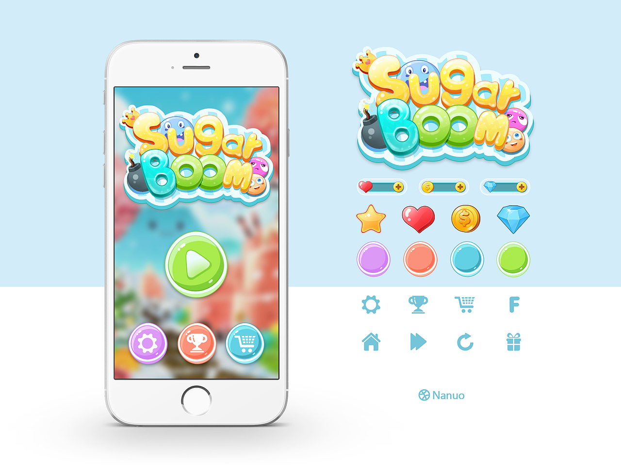 《Sugar boom》原创游戏界面（图ZNDg2NTEyMDA=） - 游戏UI - 站酷设计师南诺Nanuo原创素材 - 站酷ZCOOL