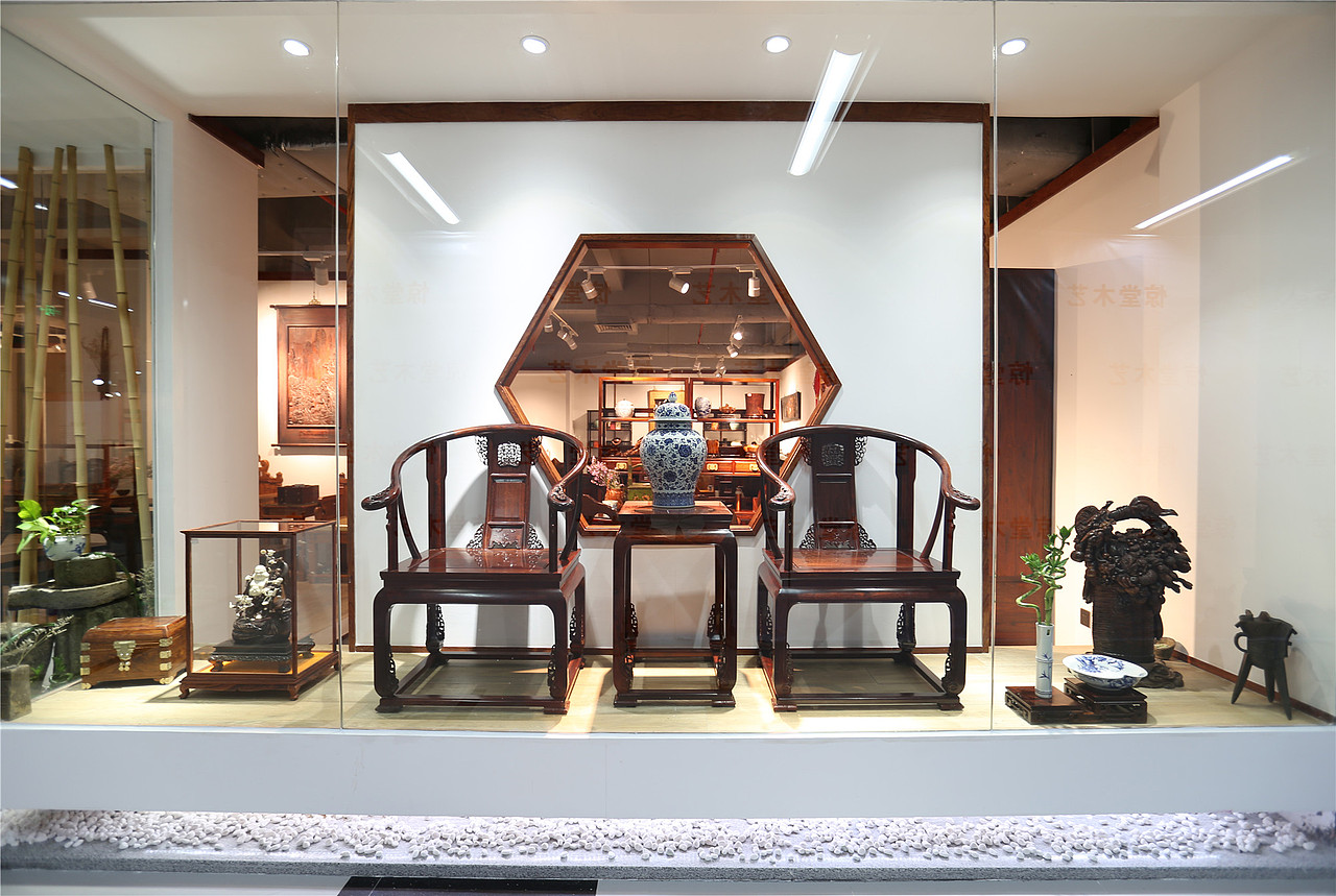 中式展厅设计 | 龍熙堂红木艺术展厅（图ZNTYxMDUxNjQ=） - 家装设计 - 站酷设计师一心设计李健原创素材 - 站酷ZCOOL