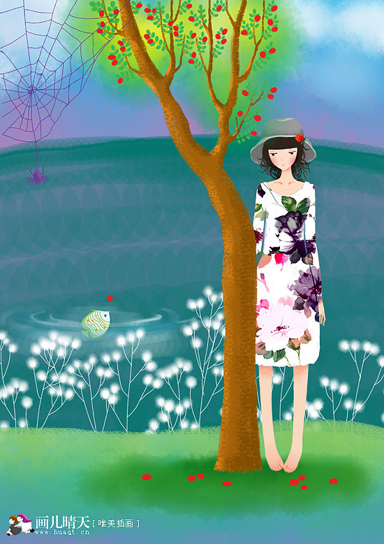 画儿晴天插画作品《悠悠花巫》
