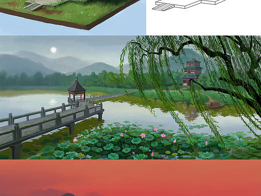 个人作品：概念设计、气氛图、彩色分镜、角色设计。