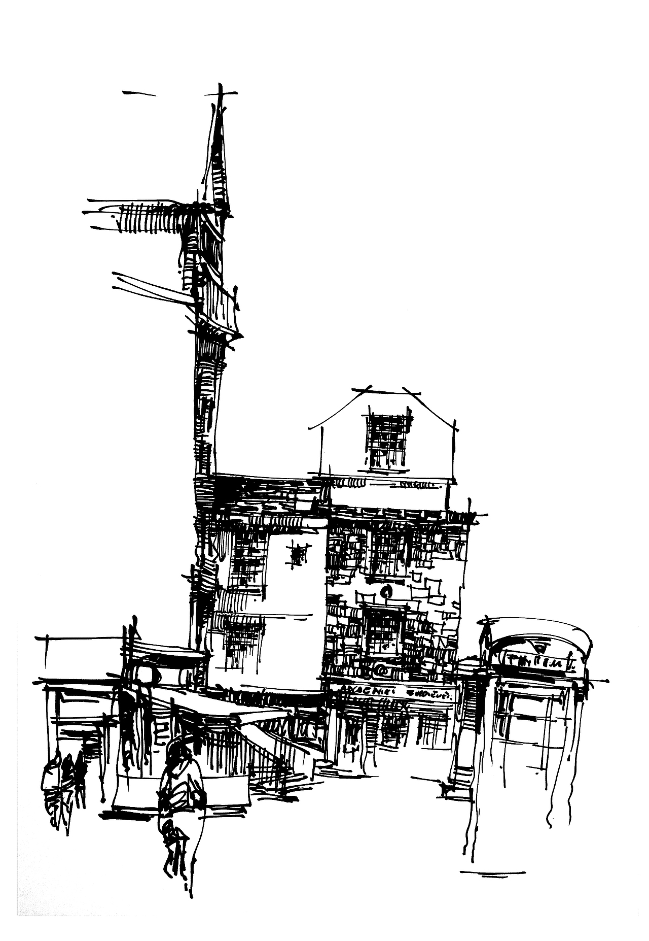 欧式街景钢笔速写