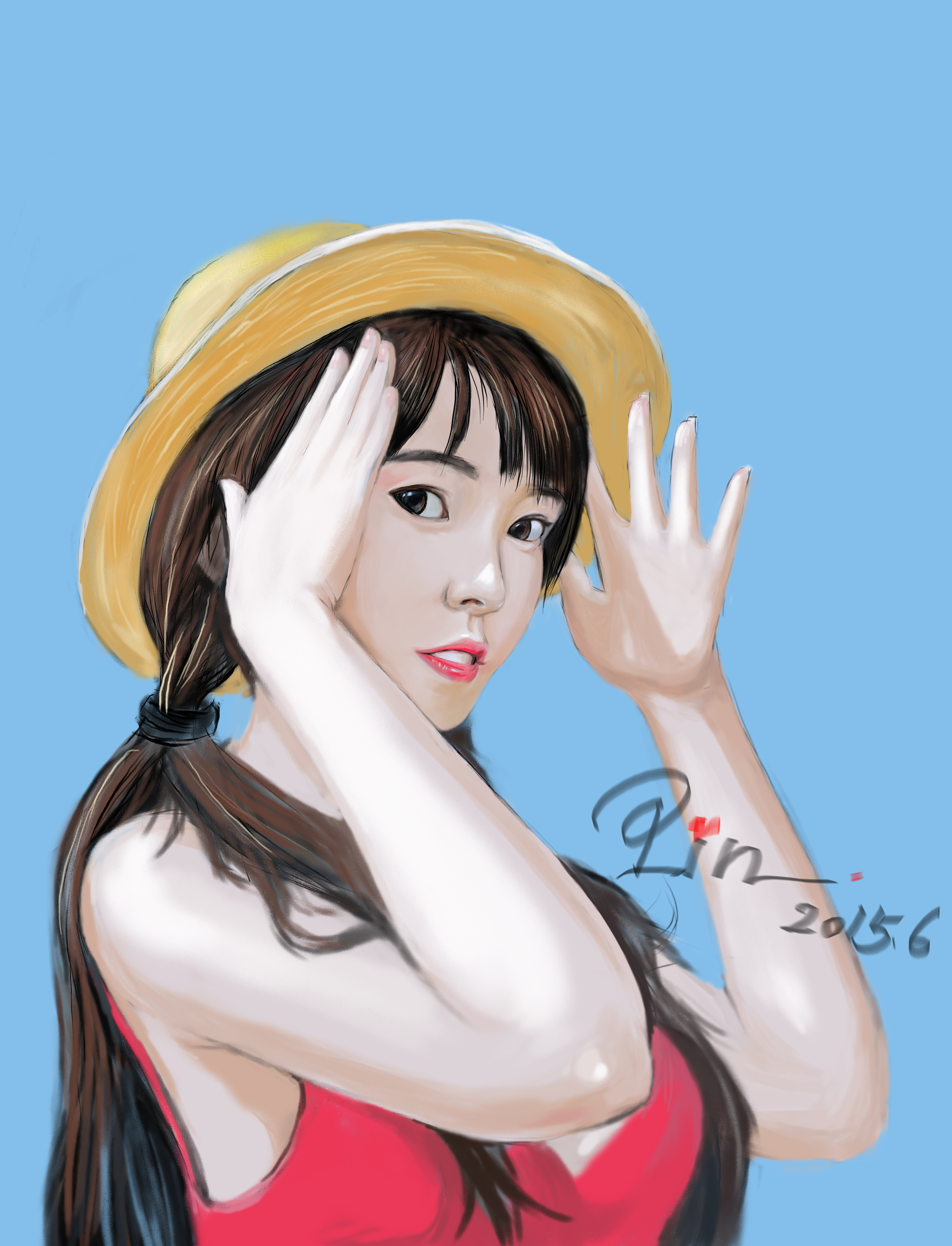 临摹的照片素材————同人女版路飞