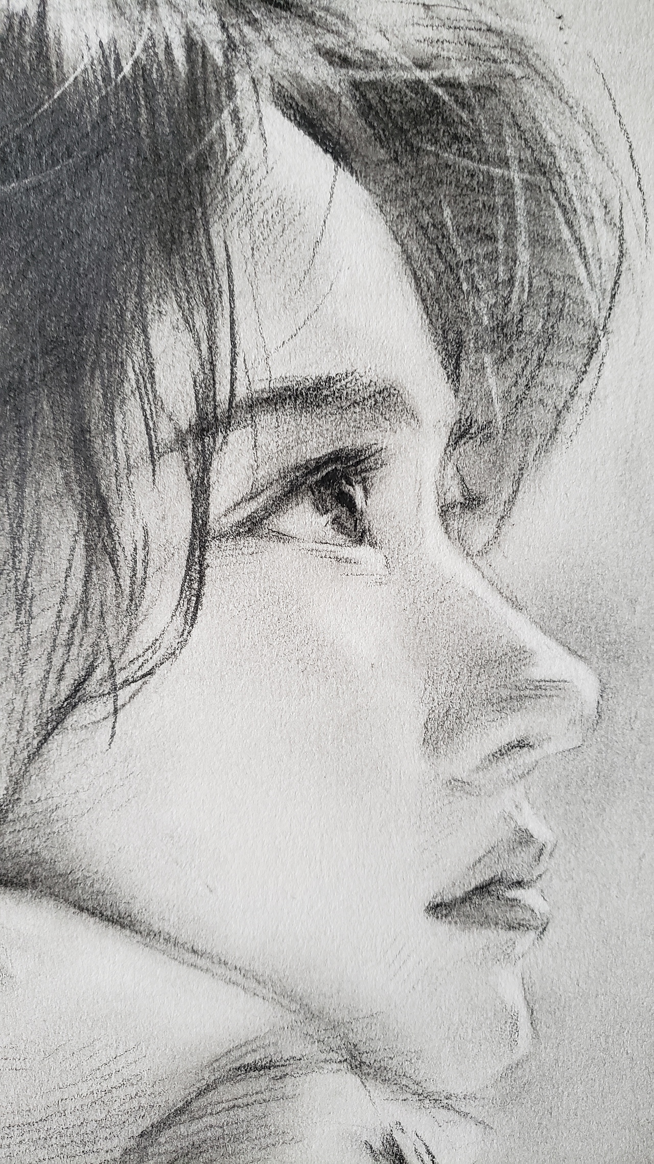 女子全侧肖像素描