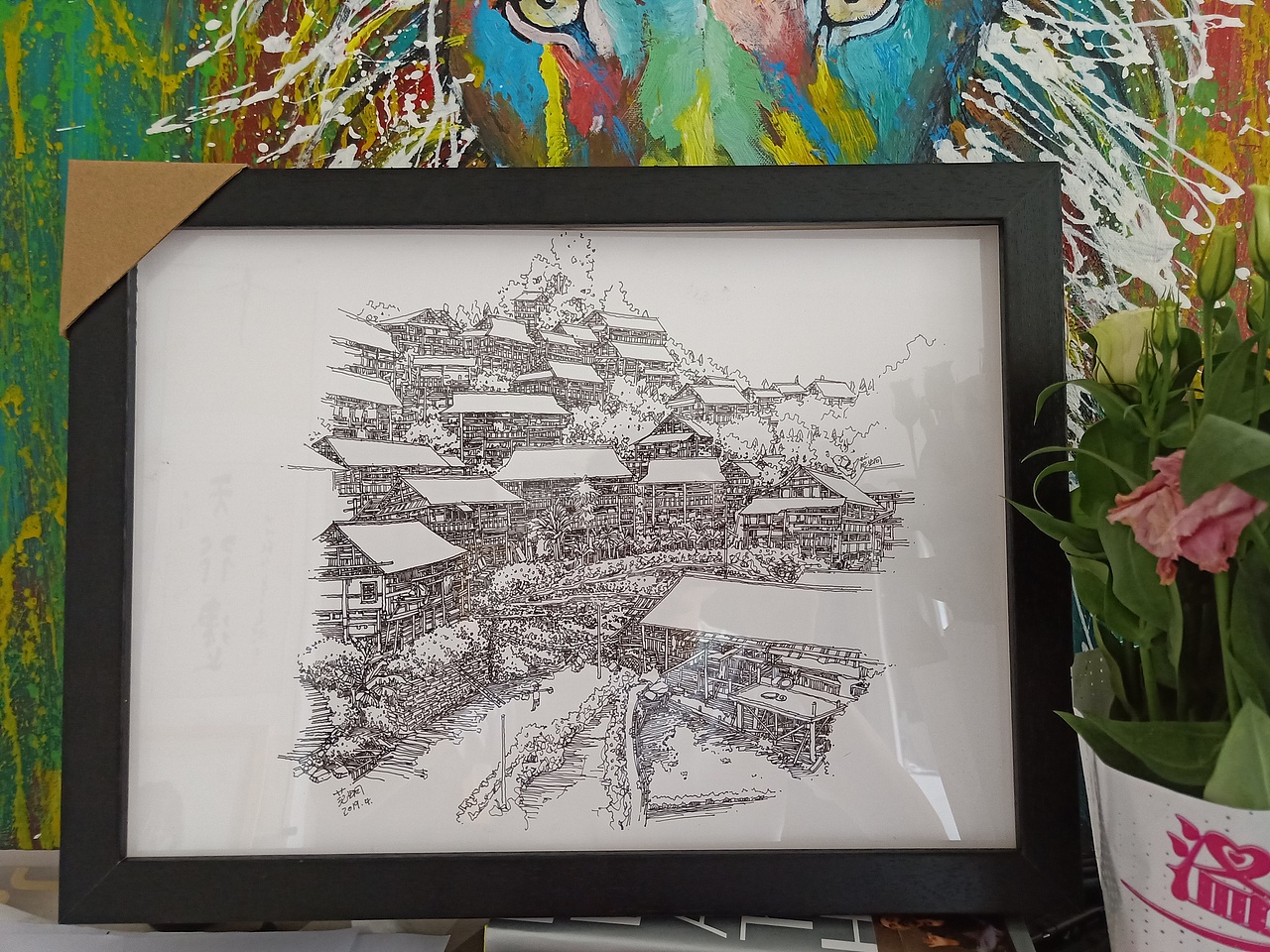 钢笔画手绘表现装饰画,手绘建筑表现