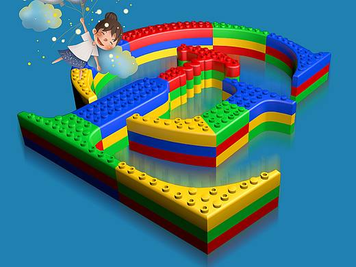 乐高积木搭建高乐LOGO海报，祝大家六一儿童节快乐！~