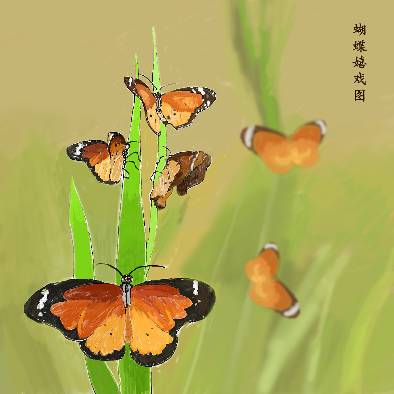 图一:蝴蝶嘻戏 图二:拥抱