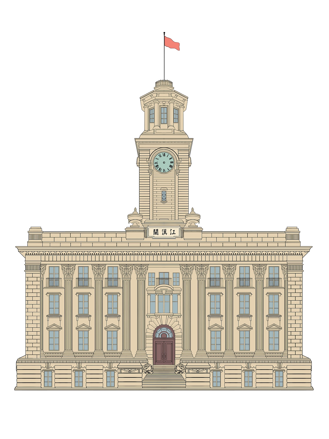 武汉江汉关原创插画