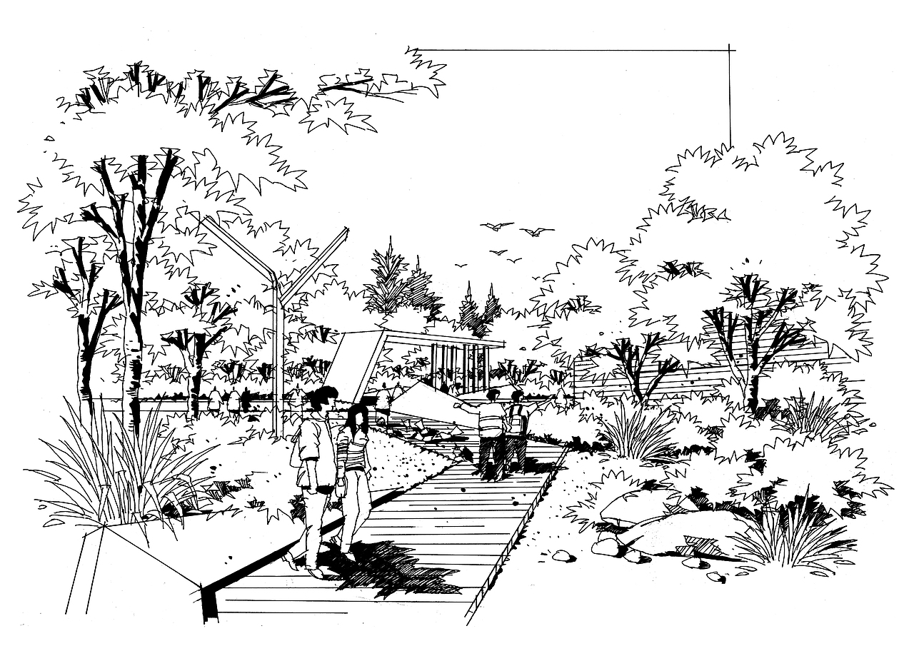 园林景观线稿步骤图上色作品欣赏(六)