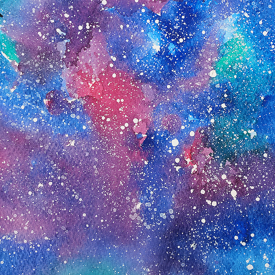 《蓝色星空》原创水彩作品