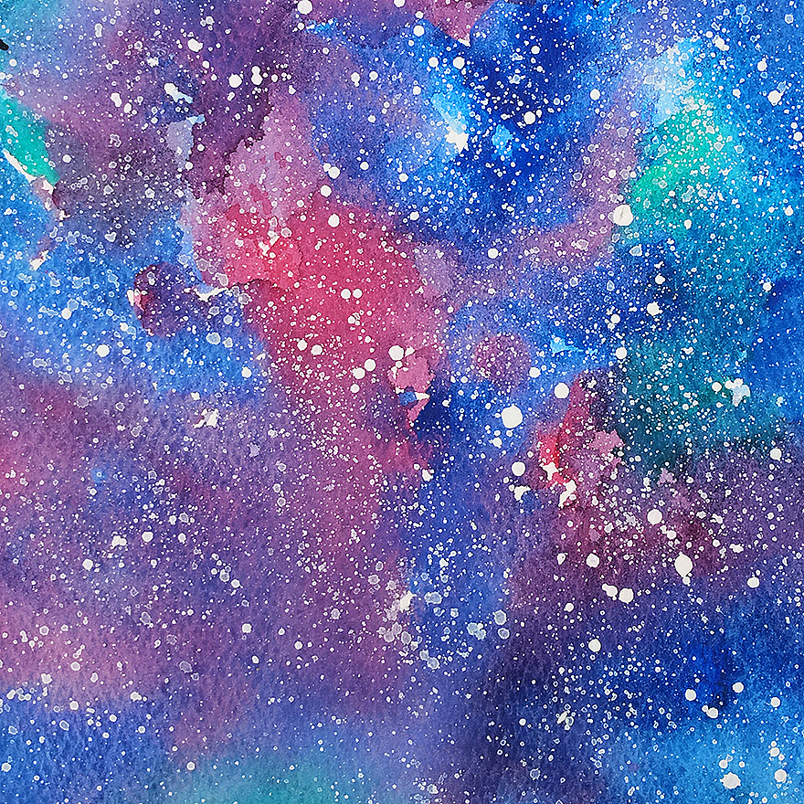 《蓝色星空》原创水彩作品