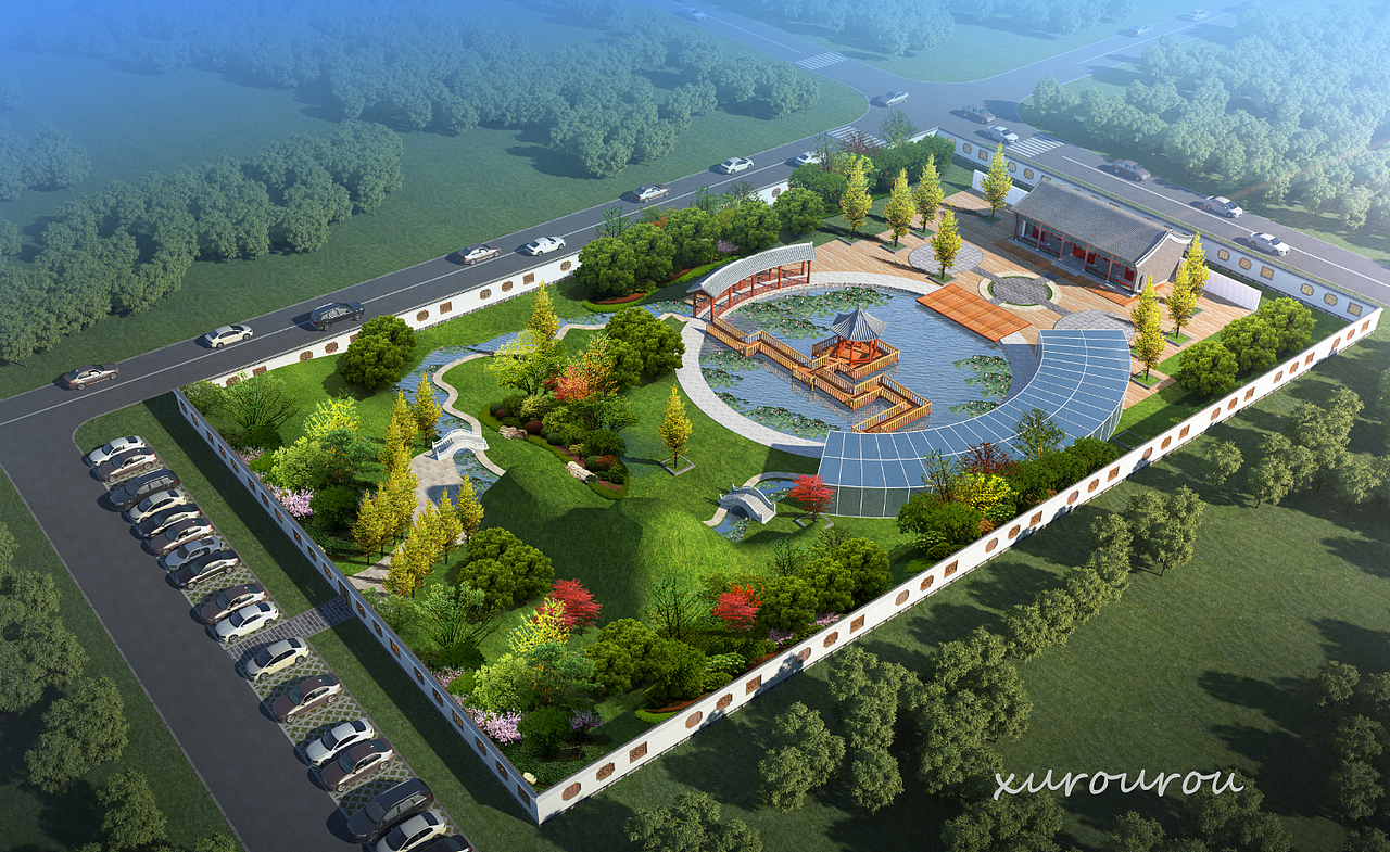 视觉冲击的感觉强烈鸟瞰建筑设计大场景室外效果图设计 大型商业鸟瞰