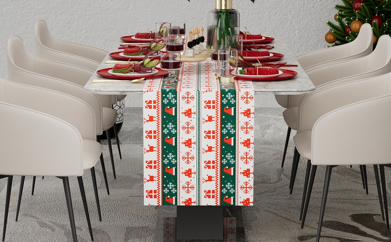 圣诞节餐桌桌旗渲染（图ZMzI2NDA0MTQw） - 产品 - 站酷设计师喜庆C4DAi原创素材 - 站酷ZCOOL