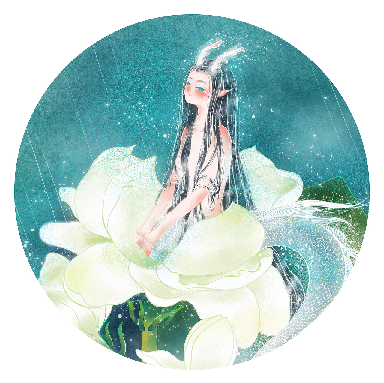 山鬼-夢(mèng)中（圖ZMTYxODExNDY0） - 商業(yè)插畫 - 站酷設(shè)計(jì)師大桃子子原創(chuàng)素材 - 站酷ZCOOL