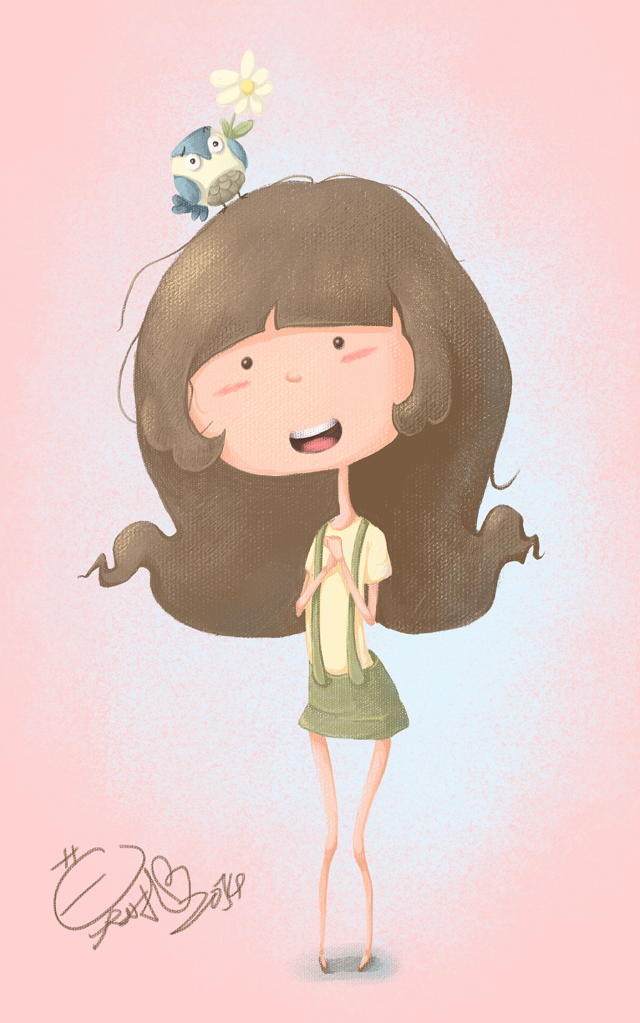 【原创习作】女孩儿和小鸟儿~（图ZMjIzMjExNDQ=） - 创作习作 - 站酷设计师莫小找原创素材 - 站酷ZCOOL