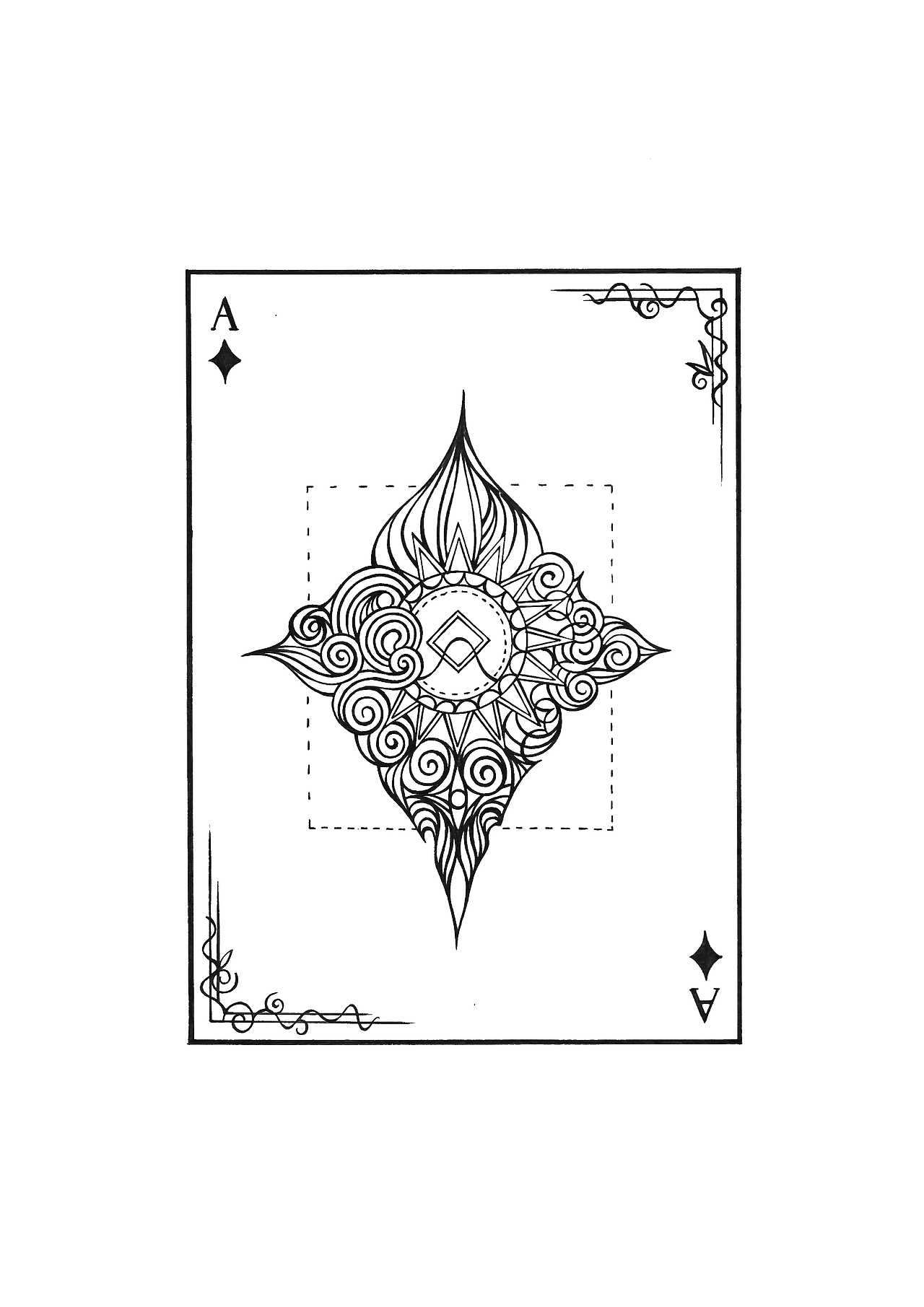 号smrzhao微博smrzhao扑克牌,手绘,黑白,装饰画,线条,哥特风,纹身手稿