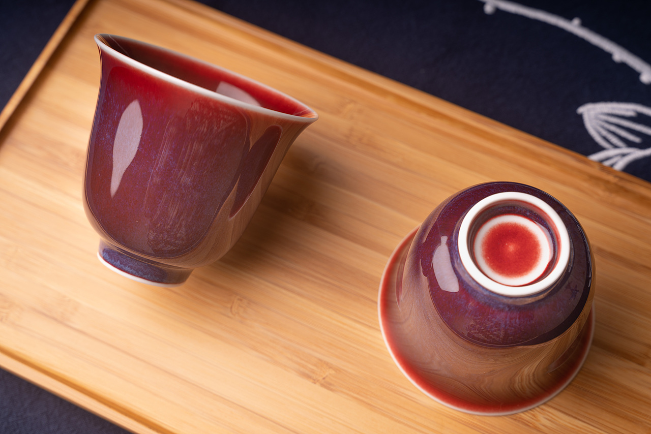 霁红瓷茶器品茗杯