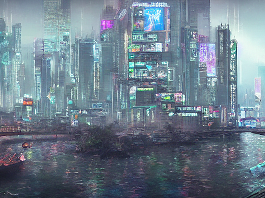 #AI创作实验室#赛博朋克风格清明上河图