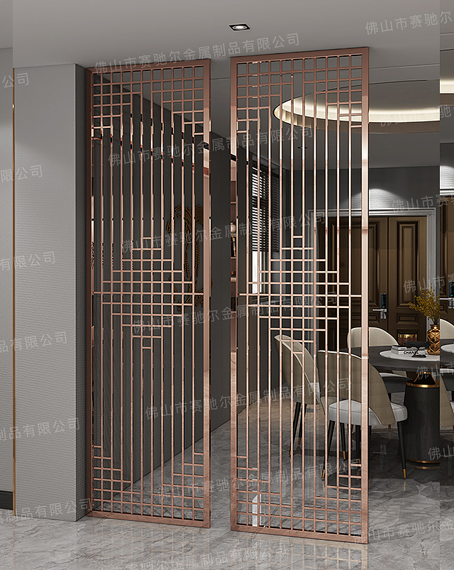 新中式不锈钢屏风隔断钛金镂空雕花现代轻奢金属装饰（图ZMjIwMDc1Mjg4） - 家装设计 - 站酷设计师赛驰尔金属原创素材 - 站酷ZCOOL