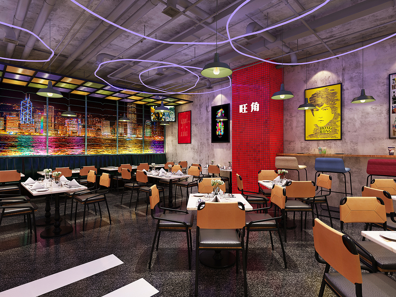 现代港式餐厅客厅装修效果图图片素材-编号26268295-图行天下