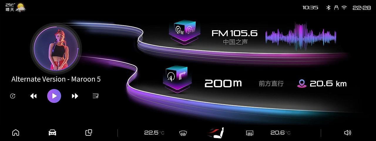 UI设计 大屏导航 HMI 中控