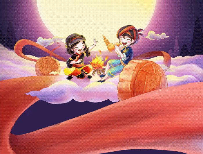 手绘插画中秋专题电商首页