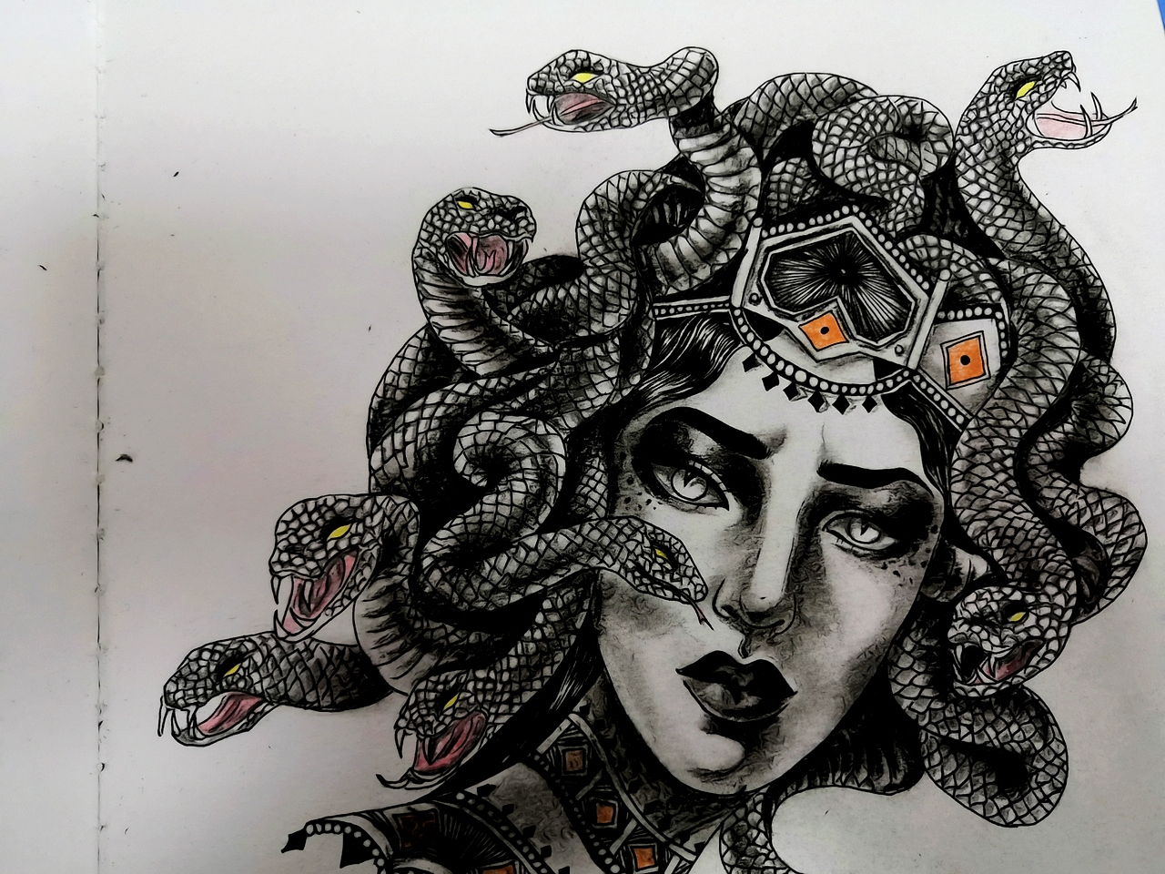 美杜莎（图ZMTg5ODU1MDk2） - 创作习作 - 站酷设计师哎鸦鸦原创素材 - 站酷ZCOOL