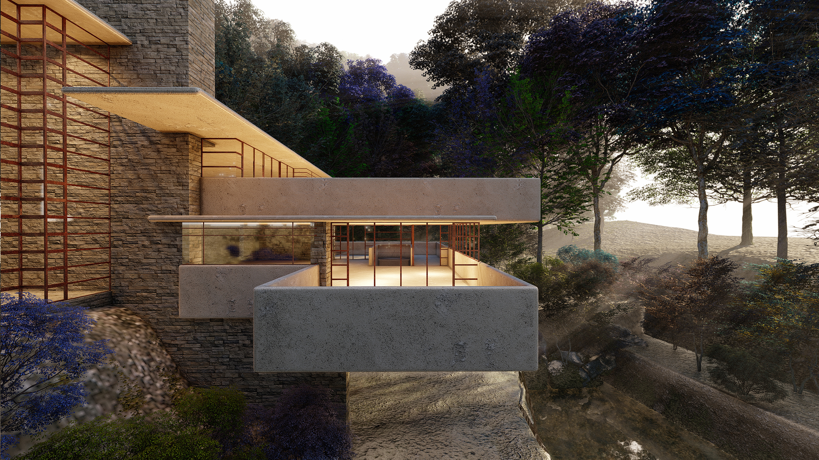 赖特的流水别墅|三维|建筑/空间|雅礼集 - 原创作品 - 站酷 (zcool)