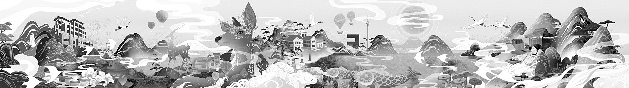 英山茶山毕升温泉文创插画长卷（图ZMjM4NDI3MjI4） - 商业插画 - 站酷设计师言泷原创素材 - 站酷ZCOOL